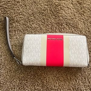 Michael Kors wallet- bright pink center stripe